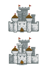 castle pixel art vector icon for games and web sites