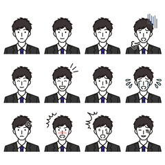 スーツを着た男性の色々な表情