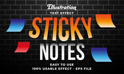 editable sticky note vector text effect with modern style