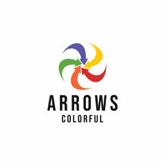 colorful arrow technology Logo vector. Circle digital network symbol icon. premium app emblem for Company and business