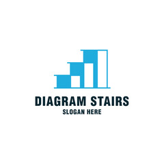 Diagram stairs logo template on modern style