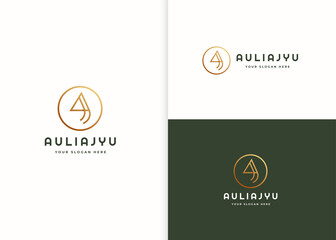 Minimalist letter A luxury logo with circle shape design template