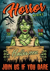 Fototapeta na wymiar Halloween party colorful poster