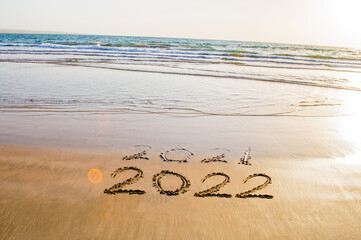 Happy New Year 2022 beach