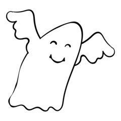 Flying Ghost Halloween Scary Vector Illustration