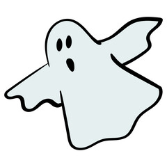 Flying Shadow Ghost Is Scared Hand Drawn Vector Illustration