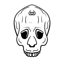 Skull Black and White Cartoon Illustration Vector