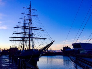 ship in Albert Dock in Liverpool