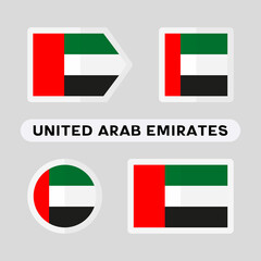 Set of 4 symbols with the flag of United Arab Emirates.