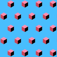 shades of pink 3D cubes arranged on a bright turquoise background