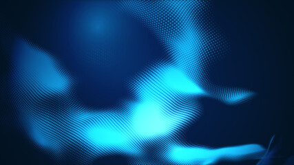 Abstract dot white blue wave gradient texture technology background.
