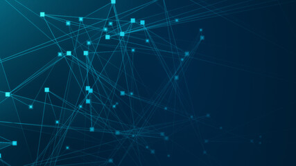 Obraz na płótnie Canvas Abstract blue green polygonal 3d rendering network technology background.