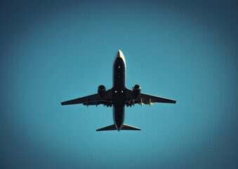 Plane in big view from bottom