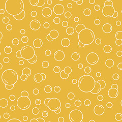 Bubbles seamless pattern. Oktoberfest pattern. Yellow white color beer texture. Fizzy water background, abstract soda wallpaper.