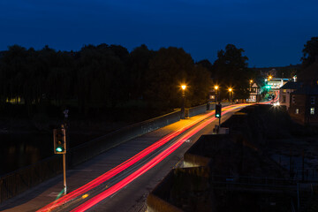 Traffic trails over the Old Dee Bridge