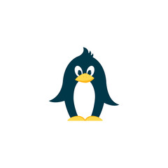 Cute penguin icon in flat style. Cold winter symbol. Antarctic bird, animal illustration. Vector illustration.