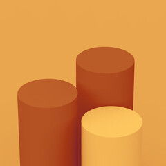 Abstract 3d orange brown colors cylinder podium minimal studio background.