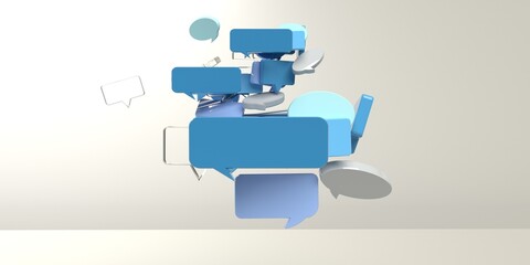 Fototapeta premium Floating speech bubbles - 3D render