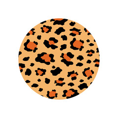 Spotted circle on a white background. Trendy leopard print. 