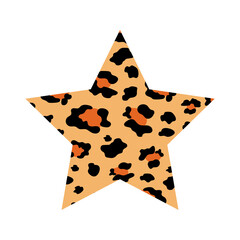 Spotted five-pointed star on a white background. Trendy leopard print.  © Sagittarius_13
