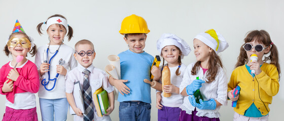 Kids playing in professions - 455110154