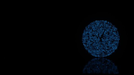 3d rendering mechanical parts in shape of symbol of barber label isolated on black background with floor reflection