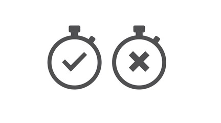 Time Yes and No Icon Set. Vector isolated linear editable set of illustrations