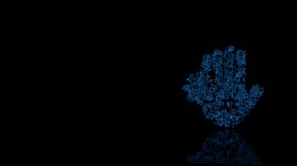 3d rendering mechanical parts in shape of symbol of coronavirus isolated on black background with floor reflection