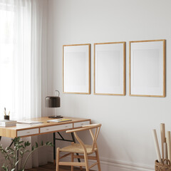 Friendly interior style. living room. Frame mockup. Poster mockup. 3d rendering, 3d illustration