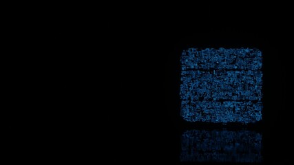 3d rendering mechanical parts in shape of symbol of Germany isolated on black background with floor reflection