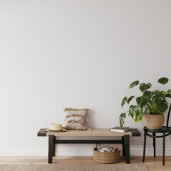 Friendly interior style. living room. Wall mockup. Wall art. 3d rendering, 3d illustration