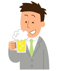 ビールを飲む2・男性1