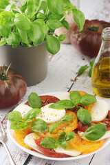 A plate with Italian salad caprese
