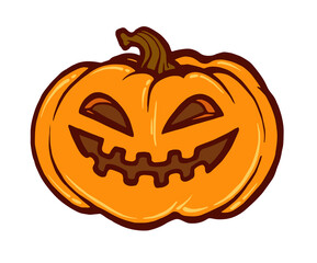 Autumn halloween scary pumpkin character. Holiday card. cartoon vector 