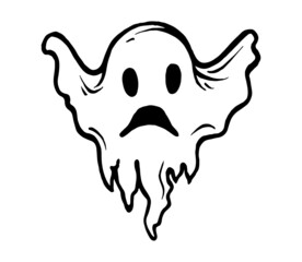 halloween ghost face silhouette line vector celebration design