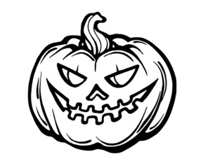 outline pumpkin horror drawing illustration vector, coloring page