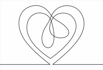 Continuous line drawing of love sign with two hearts.vector minimalist illustration of love concept