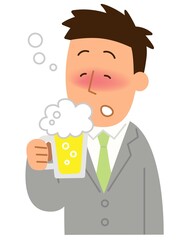 ビールを飲んで眠そうな2・男性1