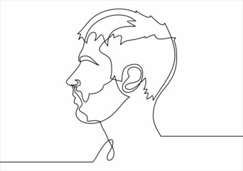 Continuous one line drawing of man portrait. Hairstyle. Fashionable men's style.