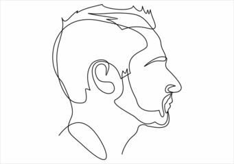 Continuous one line drawing of man portrait. Hairstyle. Fashionable men's style.