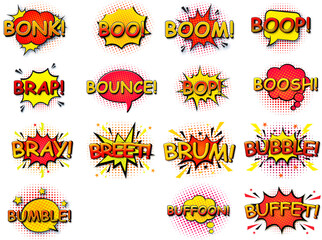 Fototapeta na wymiar Comic speech bubbles set with different emotions and text