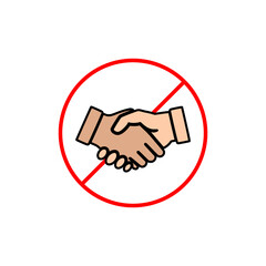 Handshake ban icon isolated on white background