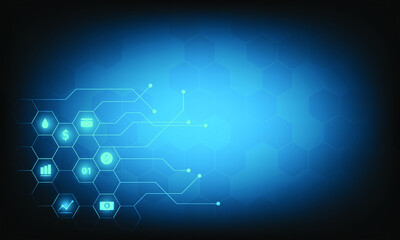 Financial and technology of exchange with icon of economic and stock statistics. Iconic of money and symbol of trade. Modern wallperpaper with network and communication.