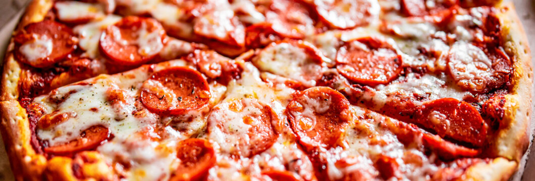 Pepperoni Pizza with Mozzarella cheese, salami, Tomato sauce