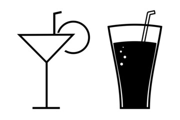 black icon of two glasses on a white background