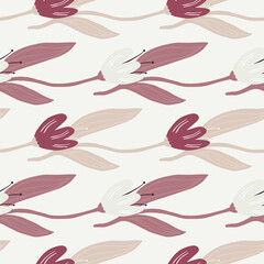 Obraz premium Vintage tulip seamless pattern on white background.