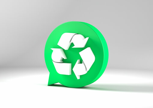 Recycling sign on green bubble