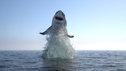Great white shark jump out of water