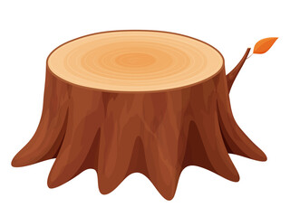 切り株のイラスト_秋_葉っぱ