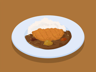 カツカレーのベクターイラスト素材